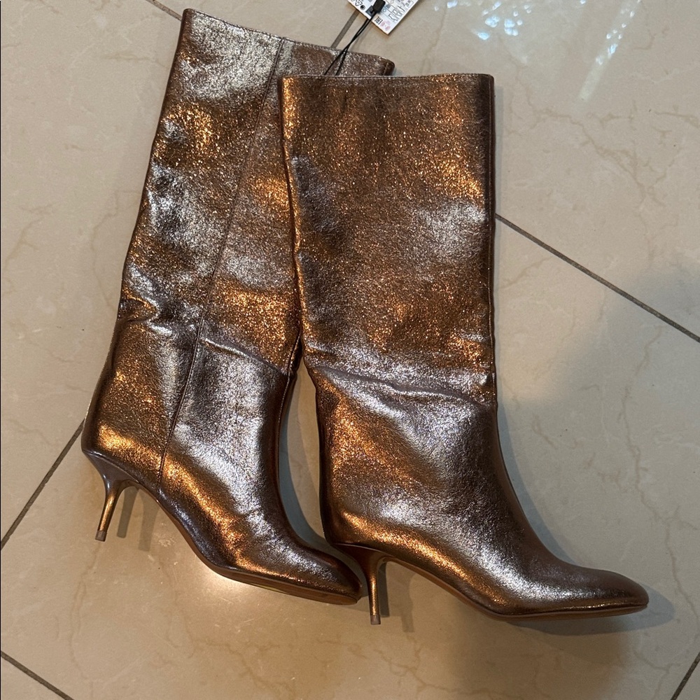 Elegant Metallic Knee-High Boots